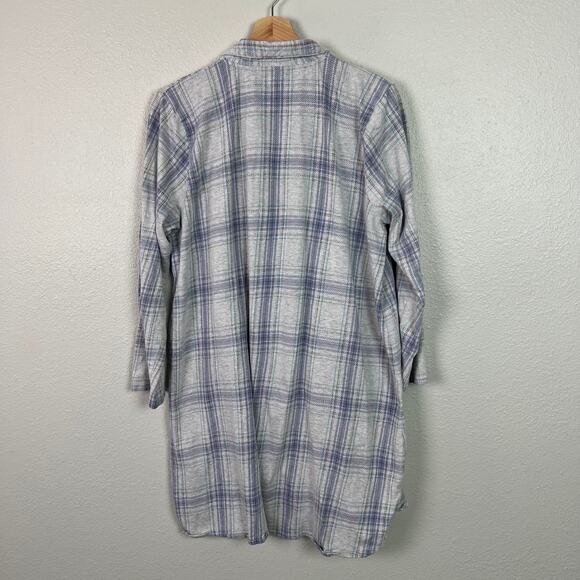 J. Jill Sleep Ultrasoft Shirtdress Gray Plaid Pajamas Long Sleeve Size Large - Picture 6 of 6
